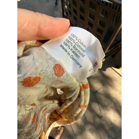 70s Bleyle Ditzy Floral Blouse 100% Cotton Button-Up Shirt Ivory Orange Carnatio - Picture 12 of 12